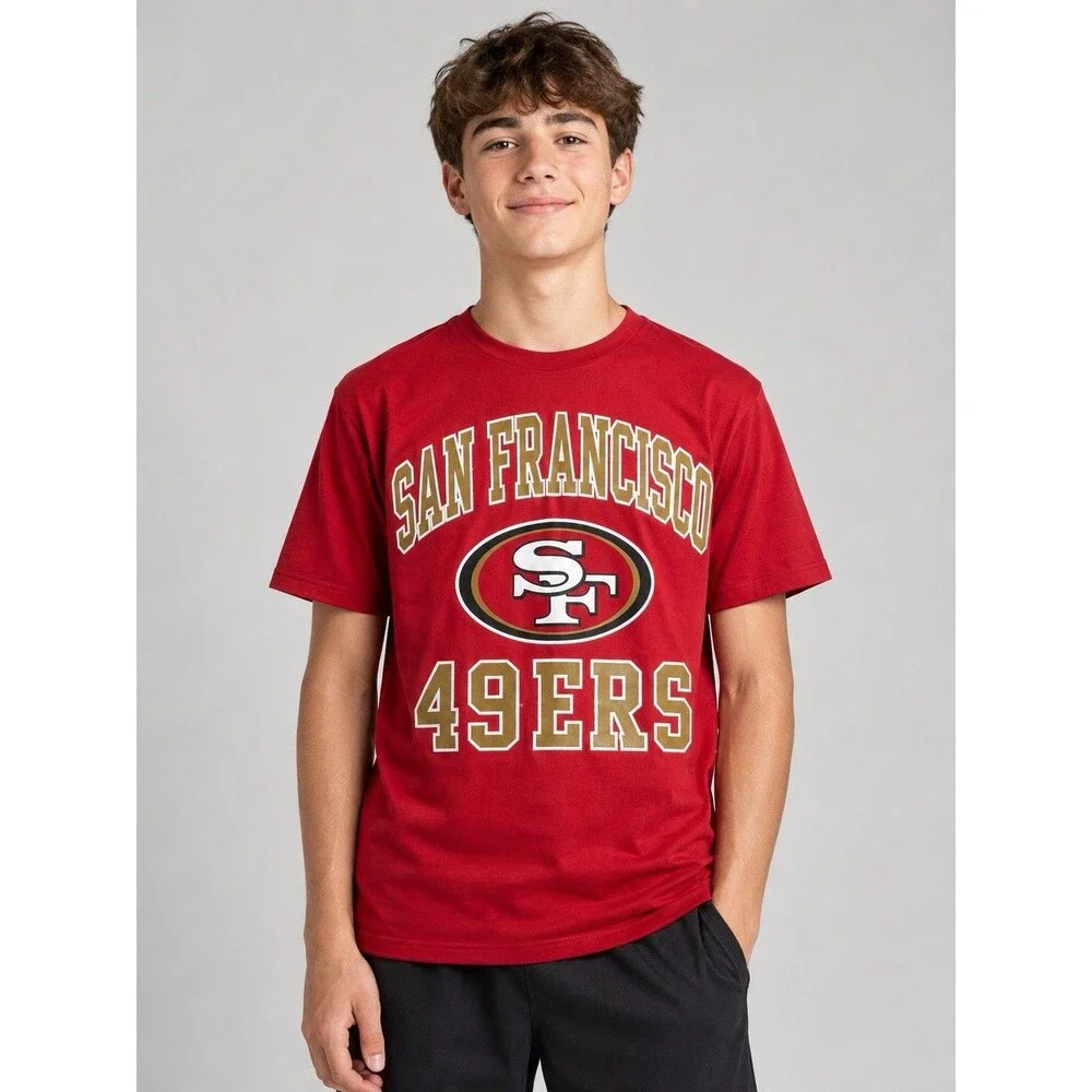 San Francisco 49ers Youth XL 18 20 Red Short Sleeve Graphic T Shirt NFL New